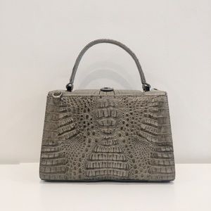 Genuine crocodile grey purse satchel bag
